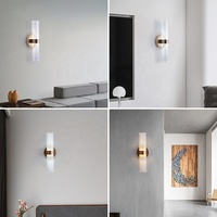 Applique murale LED simple à bande longue, lumière d'ambiance pour couloir d'hôtel, bureau, lecture, lustre mural en acrylique doré, 3 couleurs changeantes
