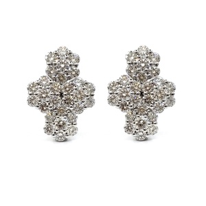 Bijoux de haute qualité, fabriqués en Chine, en or blanc massif 18 carats, avec un cluster de diamants véritables, élégants, pour mariage, fête, anniversaire - Product Image 1