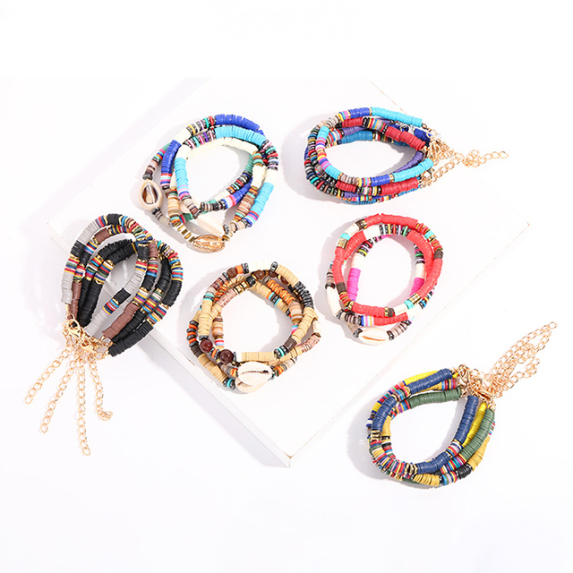 Best Selling Boho Handmade Beaded Bracelet Fashion Colorful Polymer Clay Bracelet
