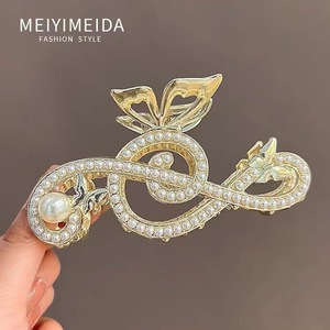 Accessoires de cheveux pour femmes Pinces à cheveux Rhinestone Pearl Music Notes Pinces à cheveux en alliage métallique de haute qualité - Product Image 5