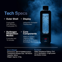 Générateur d'eau hydrogénée 8000PPB, bouteille d'eau hydrogénée portable de 400 ml, machine à eau hydrogénée avec stérilisation UV-C, batterie 4500 mAh, contrôle par application