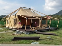 Tentes de glamping de luxe SUBEI Premium, forme triangulaire, imperméables, quatre saisons, deux chambres, toile PVC 7x9m, hôtel en plein air