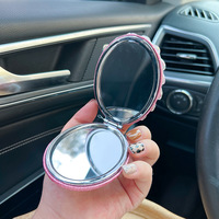 Miroir de maquillage pendentif cristal verre miroir métal porte-clés