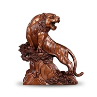 Sculpture de tigre en cuivre violet, statue d'animal en métal moulé, ornement montagne et rivière pour la maison, le bureau, ou comme cadeau