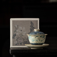 Sancai Gaiwan chinois traditionnel 120ml, bol à thé en céramique à motif de lotus, fait main, cadeau, vaisselle à thé Gongfu pour les amateurs de thé