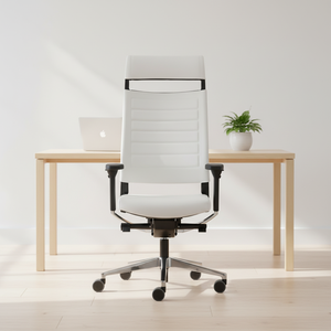 Fauteuil en cuir entièrement rembourré Expo 15, dossier moyen, soutien lombaire réglable, pivotant, siège réglable en hauteur, accoudoirs – Style moderne - Product Image 4