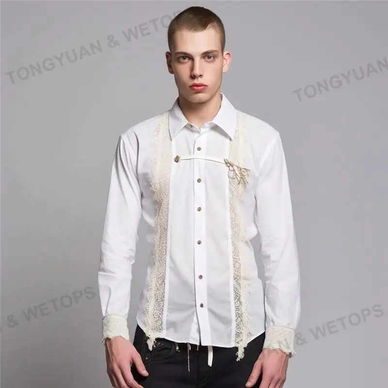 OEM Custom Made Hochwertige kubanische Kragen Spitze Buttons Up Shirt New Fashion Freizeit Shirt für Männer
