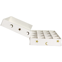 Boîte à pâtisserie personnalisée en or avec fenêtre, boîte d'emballage gaufrée pour biscuits, boîte cadeau en papier recyclé pour l'Aïd Moubarak, idéale pour les cadeaux d'enfants