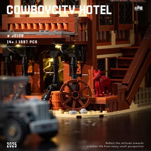 JD109 Ensemble de blocs de construction Western Cowboy City Hotel Street View 1597 pièces, kits de modèles d'architecture modulaire, jouets, cadeaux - Product Image 2