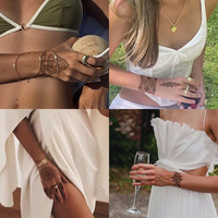 Autocollants de tatouage Mehndi au doigt 3D personnalisés transfert d'eau temporaire pour les femmes autocollants de tatouage au henné étanches à l'eau