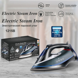 <b>Electric</b> Iron Ceramic Soleplate 220V European Standard Three Temperature Settings <b>Wired</b> With Blue And Black Gold Colors - Product Image 3