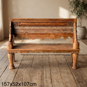 Mejor Colección de Bancos Tallados a Mano en Madera Maciza, Arte Antiguo del Himalaya - Product Image 6