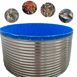 China Aquaculture Big Biofloc Fish Tank Suppliers Pvc Tarpaulin galvanized steel Fish Farming Tank