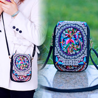 Sac à main brodé, pochette pour téléphone portable, étui, sac à bandoulière ethnique pour femmes