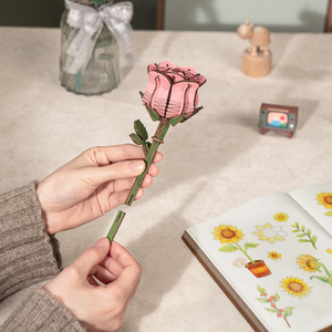 <span class=keywords><strong>Robotime</strong></span> <span class=keywords><strong>Rolife</strong></span>, Almacén en EE. UU., Decoración del Hogar, Juguetes en Miniatura, TW041, Modelo de Rosa Rosa, Manualidades de Madera, Rompecabezas 3D DIY - Product Image 2