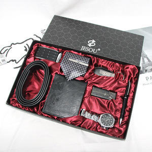 Caja de Regalo Ejecutiva de Lujo <span class=keywords><strong>para</strong></span> Hombre, 8 en 1, con Cartera, Cinturón, Corbata, Llavero, Reloj, Encendedor, Perfume y Bolígrafo, <span class=keywords><strong>para</strong></span> Clientes - Product Image 1
