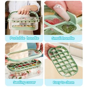 Ice Cube Tray with Handle&<b>Storage</b> <b>Container</b>, Ice Cube Making Box,<b>Stackable</b> Ice Trays for Freezer Easy-Release Silicone Bottom - Product Image 5