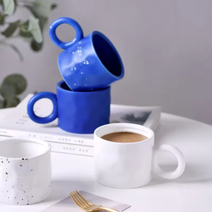 Mug à café en céramique grande capacité 400 ml avec poignée créative, design moderne, sans danger pour les aliments et réutilisable, option logo personnalisé - Product Image 3