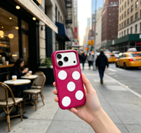 Coque de protection antichoc élégante et minimaliste en cuir texturé à pois, anti-traces de doigts, pour iPhone 15 16 17 18 Pro Max