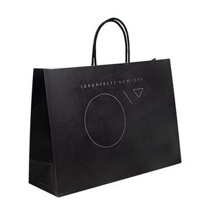 Bolsas de Papel Grandes Personalizables con Logotipo, Asas de Cuerda, Color Marrón Kraft, Blanco y Negro, para Empaque, Venta al Por Mayor - Product Image 1