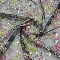 Tissu en dentelle à mailles brodé de perles et de paillettes, style chinois traditionnel, pour vêtements de cérémonie pour enfants, tissu à paillettes brodé au laser