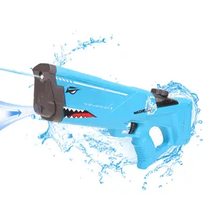 2023 Kids Summer Outdoor Battery Powered Shooting Squirt Toy Plastic Big Electric Shark Water Gun Automatic