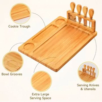 Ensemble de planches à charcuterie en bambou, support magnétique amovible, plateau de service à fromage avec couverts pour les fêtes et les cadeaux de pendaison de crémaillère