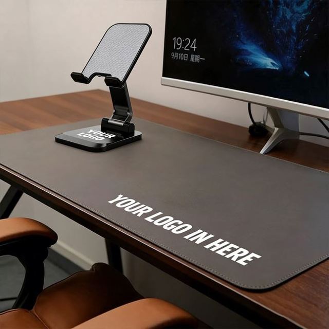 Wholesale Logo Anti Slip Pu Leather Laptop Mouse Promo Business Gift Office Desktop Computer Protector Desk Mat Pad