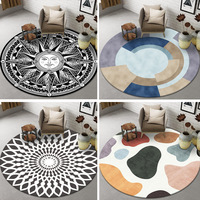 Tapis rond de salon, motif abstrait de dessin animé, tapis imprimé pour table basse, couverture de sol pour panier suspendu
