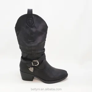 Nieuwe Ontwerp Westerse Cowboy Laarzen Voor Lady Lage Hak Vrouwen Mode Booties