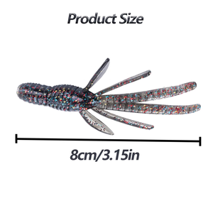 10 pièces en gros simulé crevettes appâts souples 8cm 2.5g PVC plastique aile queue paillettes goût de poisson leurres de pêche - Product Image 2