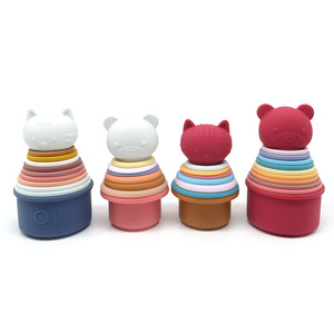 Offres Spéciales enfants jouet de bain enfant <span class=keywords><strong>en</strong></span> bas âge jouet d'apprentissage Silicone empileur jouet <span class=keywords><strong>arc</strong></span>-<span class=keywords><strong>en</strong></span>-<span class=keywords><strong>ciel</strong></span> anneaux empilables tour jeu blocs ensembles - Product Image 4