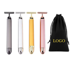 Geschenk-Tool 24k Gold Energie <span class=keywords><strong>Beauty</strong></span> Bar Vibrations-Gesichtslifting Hautpflege T-Form Elektrischer 3D Gesichtsroller Massagegerät - Product Image 5