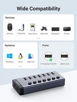 Hub USB 3.0 alimenté UGREEN, ports multiples pour multitâche facile, adaptateur avec 4 ports de charge intelligents, séparateur USB