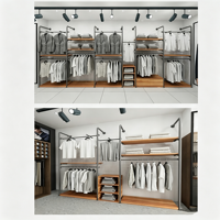 Étagère de présentation de vêtements pour hommes, sur mesure, autoportante, multi-niveaux, pour magasin de vêtements