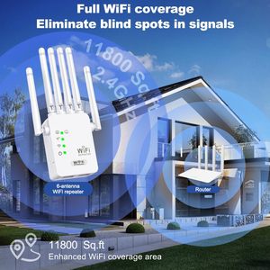 Repetidor <span class=keywords><strong>WiFi</strong></span> de Doble Banda de 1200 Mbps, <span class=keywords><strong>Amplificador</strong></span> de Señal de 2.4G de Largo Alcance, Extensor de 5G, <span class=keywords><strong>Cobertura</strong></span> de 300-500 m², 4 Antenas Externas - Product Image 3
