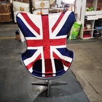 Meubles d'aviation chaises en forme de boule chaise de bureau aviateur en velours antique avec Union Jack chaise pivotante de bureau à domicile UK England