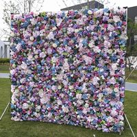 Toile de fond florale 8*8 pieds Mur de fleurs Centre de table de mariage Blanc Bleu Violet Mur de fleurs