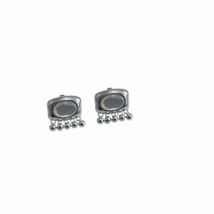 S925 Sterling <b>Silver</b> <b>Stud</b> Earrings With White Mother Of Pearl Geometric Design For Everyday Wear - Product Image 5