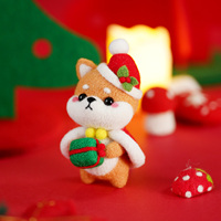 Kit de feutrage à l'aiguille en gros directement de l'usine, série Noël, mignon Shiba Inu, laine de qualité supérieure, ensemble de loisirs créatifs éducatifs pour poupées en feutre