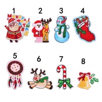 Lot de 8 patchs brodés de Noël, badges brodés à la machine, motifs de boutique, Père Noël, cloche, canne à sucre