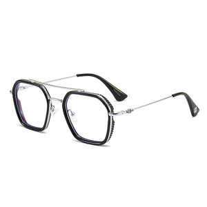 Nuevas Gafas <span class=keywords><strong>Retro</strong></span> de Doble Puente Metálicas con Protección Anti-Luz <span class=keywords><strong>Azul</strong></span>, Gafas de Diseño para Hombre y Mujer, Gafas para Computadora - Product Image 4