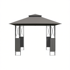 Grand gazebo en acier anthracite avec auvent en polyester, mobilier d'extérieur au design contemporain - Product Image 1