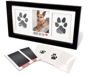 Pet Memorial Paw Print Keepsake Frame, DIY Inkless Paw Stamp Wooden Photo Frame for Dog &amp; Cat <strong>Remembrance</strong> <strong>Gift</strong> - Product Image 1