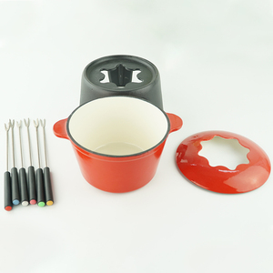2022 gros émail chocolat petit <span class=keywords><strong>fromage</strong></span> <span class=keywords><strong>fondue</strong></span> Pot ensemble et 6 fourchettes à <span class=keywords><strong>fondue</strong></span> populaire - Product Image 2