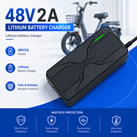 Chargeur de batterie au lithium Lifepo4 48V 2A, protection de sécurité, prise personnalisée, efficacité de 95%, charge intelligente pour vélo électrique, trottinette électrique