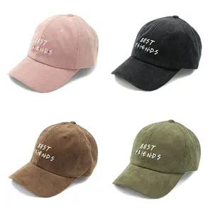 Design Letter Embroidery 6 Panel Pink Corduroy Baseball Cap Sport Brown Cap Unstructured Corduroy Trucker Dad Hats