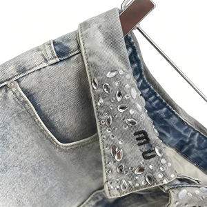<span class=keywords><strong>Jupe</strong></span> vintage <span class=keywords><strong>taille</strong></span> <span class=keywords><strong>haute</strong></span> coupe trapèze avec strass et broderie lettres, style streetwear Y2K, mini-<span class=keywords><strong>jupe</strong></span> <span class=keywords><strong>en</strong></span> <span class=keywords><strong>jean</strong></span> délavé pour femme - Product Image 5