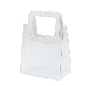设计透明PVC洗涤袋制造商定制透明PVC手提袋带标志高品质防水购物礼品袋