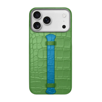 Étui de créateur exotique style sangle de doigt en cuir véritable d'alligator/crocodile avec aimant pour iPhone 18 17 Pro 18 17 Pro Max